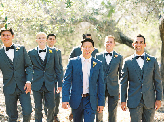 Dark blue grooms suit