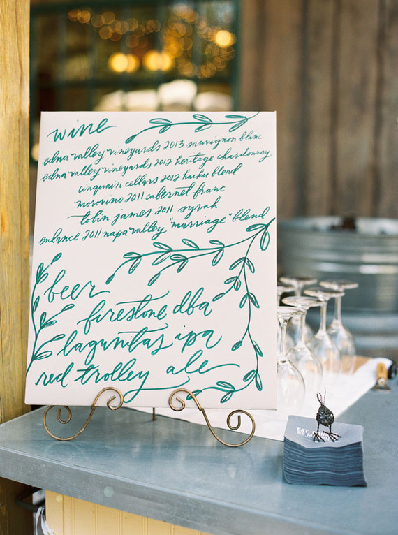 Calligraphy cocktail sign