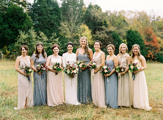 Metallic bridesmaid dresses