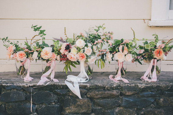 Soft peach bridal bouquets