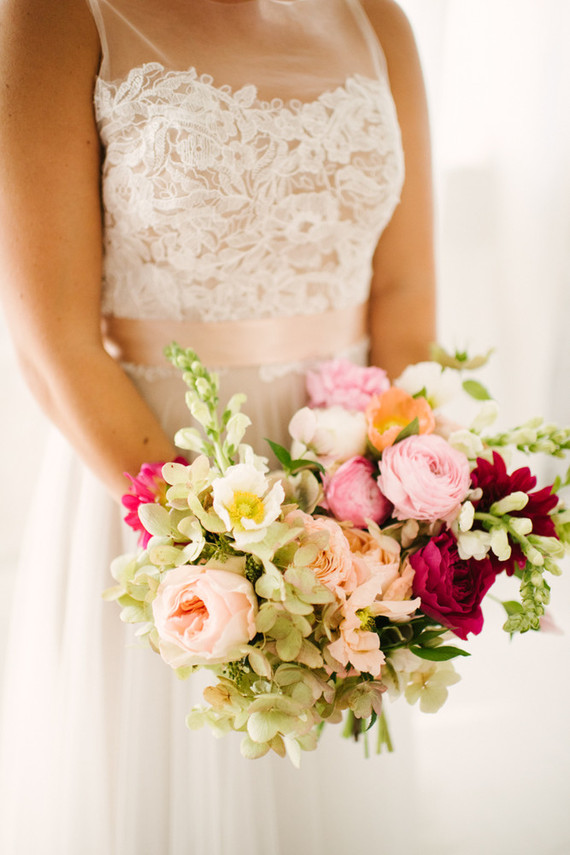 Pink rose and peony bridal bouquet