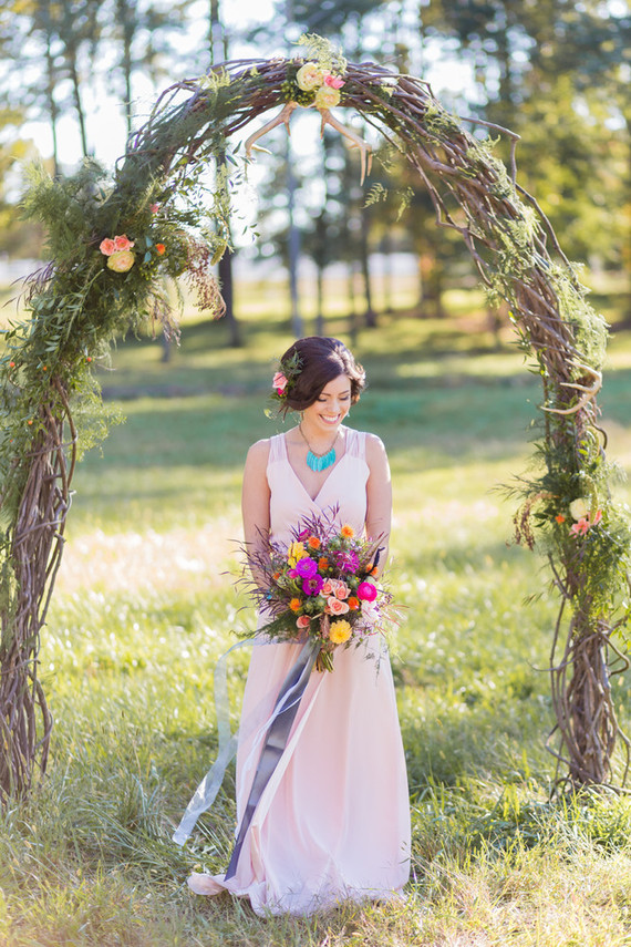 Blush bridal wedding gown