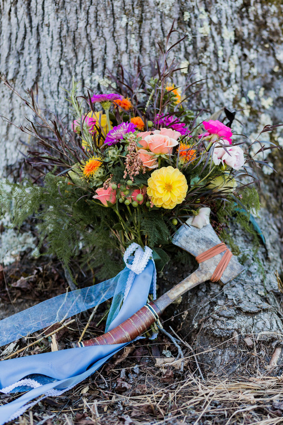 Colorful fall bridal bouquet