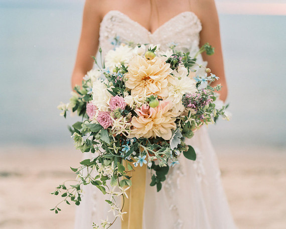 Yellow peony bridal bouquet