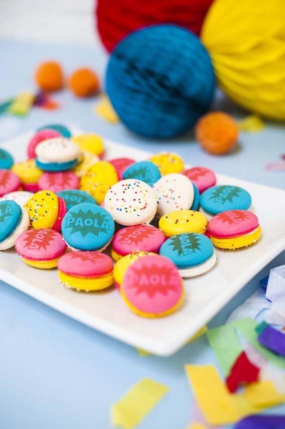 Bright colorful macarons