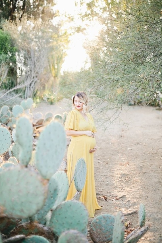 Cactus garden maternity photos