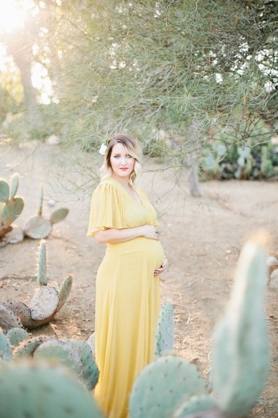 Cactus garden maternity photos