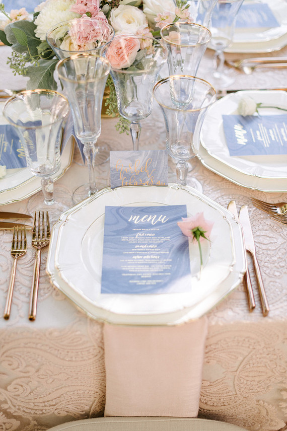 Pantone colored wedding menu