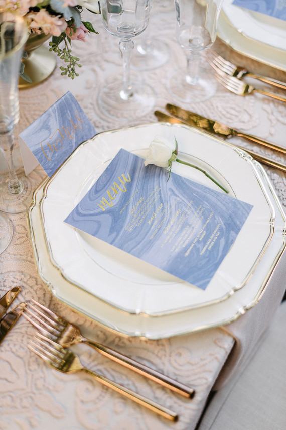 Pantone colored wedding menu