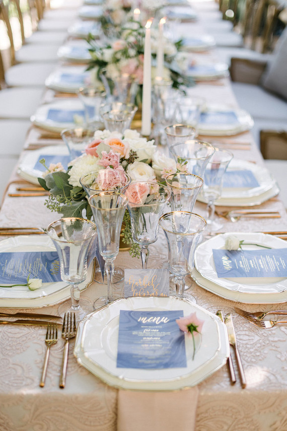 Pantone colored wedding tablescape