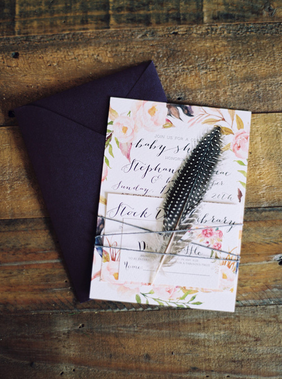 Bohemian baby shower invites