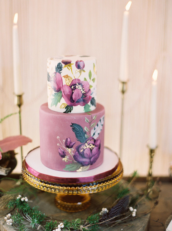 purple floral cake
