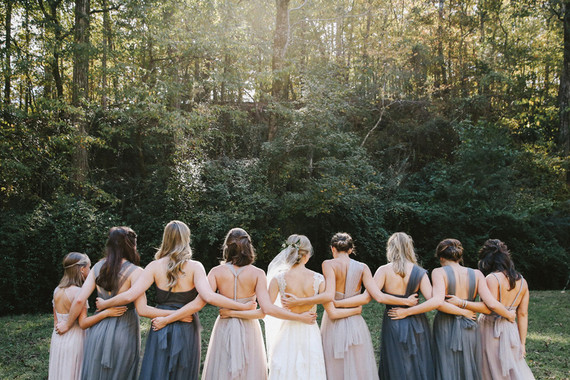 Blue and grey bridesmaid dresses