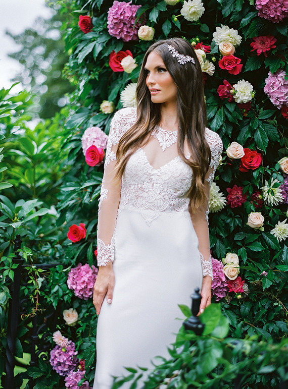 Romantic garden bridal portrait