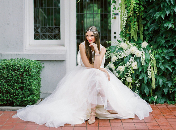 Romantic garden bridal portrait