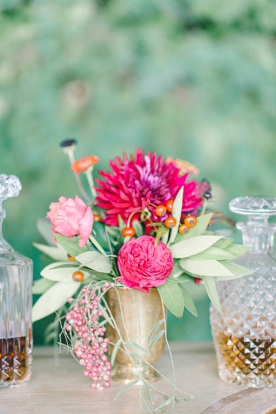 Jewel toned wedding florals Inspiration