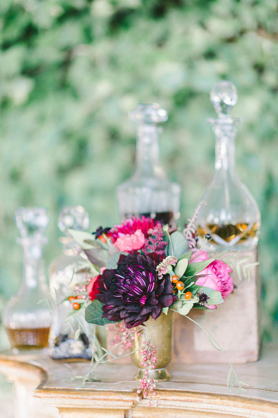 Jewel toned wedding florals Inspiration