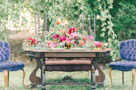 Jewel toned wedding tablescape