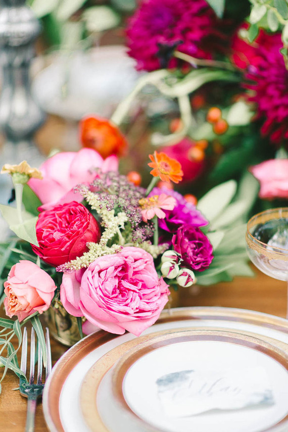 Jewel toned wedding florals Inspiration