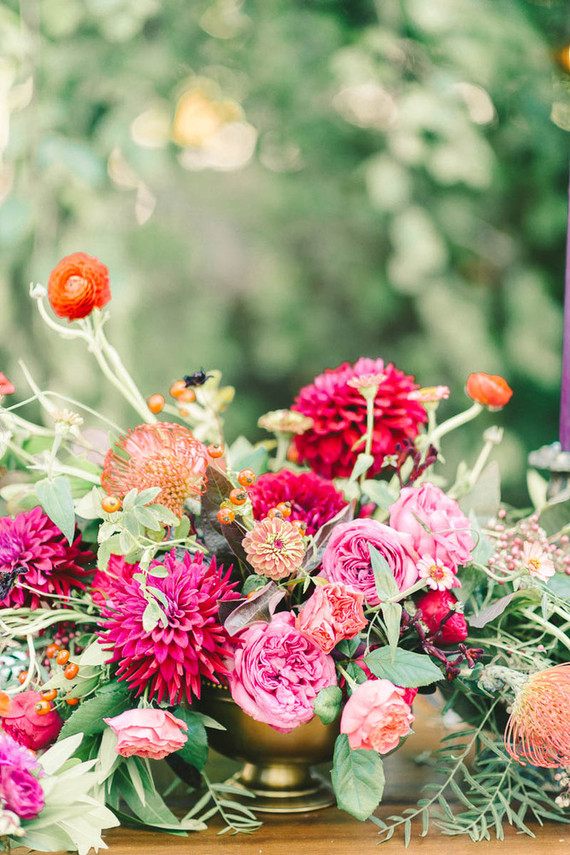Jewel toned wedding florals Inspiration