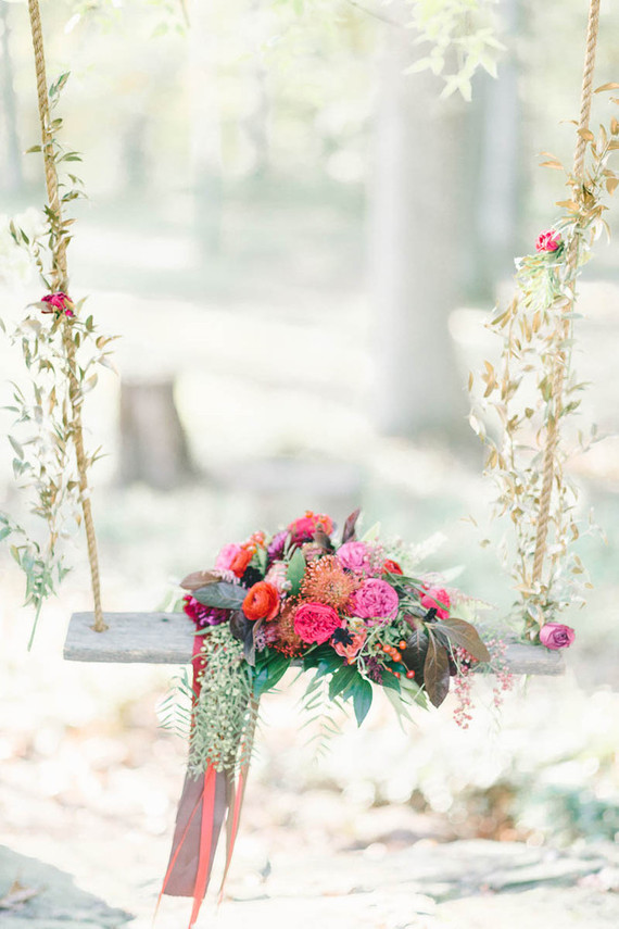 Jewel toned wedding florals Inspiration