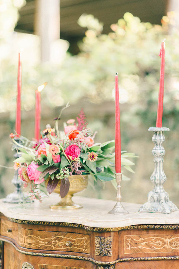 Vintage jewel toned wedding decor