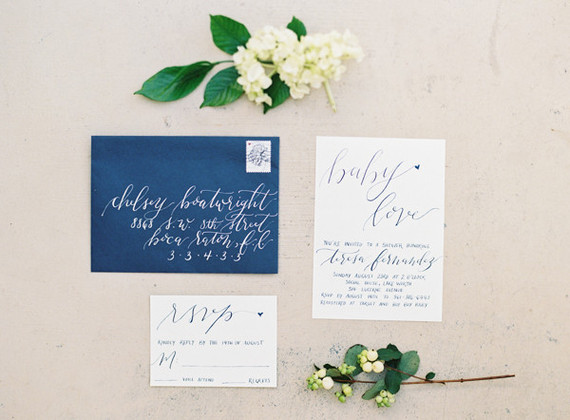 Classic white floral baby shower invites