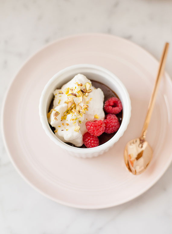 Valentine's Day chocolate pot de creme dessert