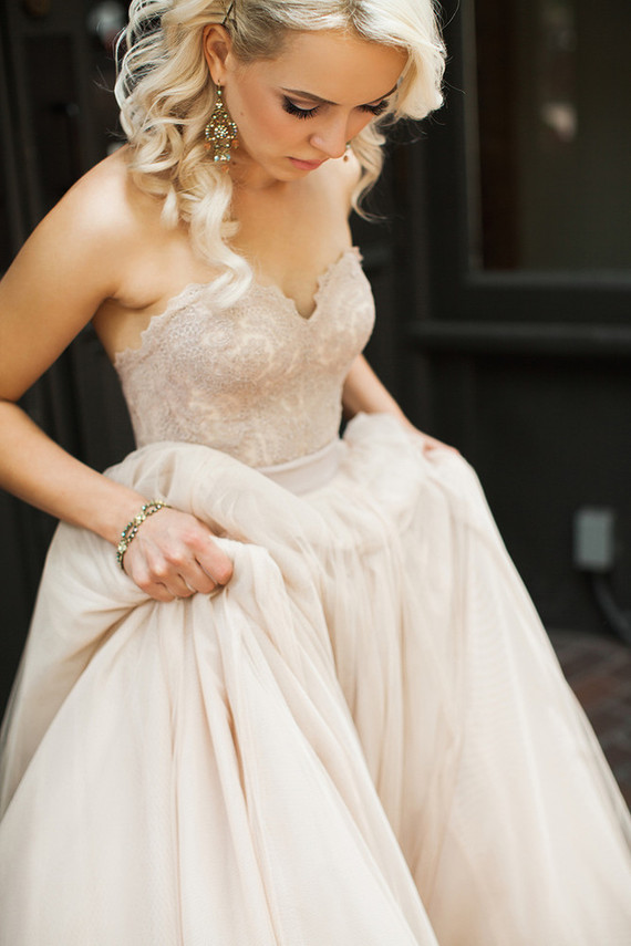 Blush BHLDN wedding gown