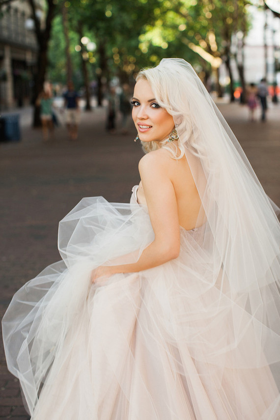 Blush BHLDN wedding gown
