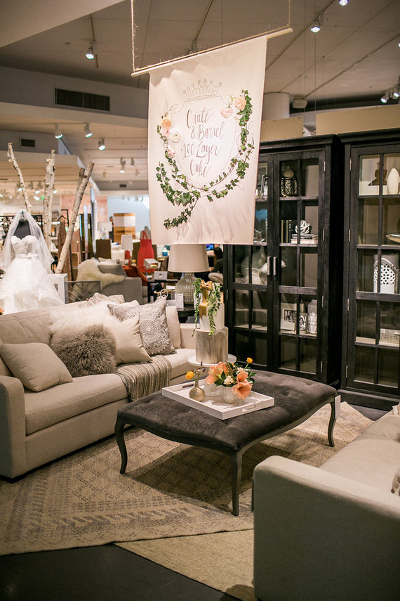 Crate and Barrel wedding event hosted by 100 Layer Cake