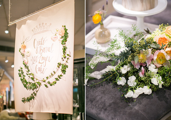 Crate and Barrel wedding event hosted by 100 Layer Cake