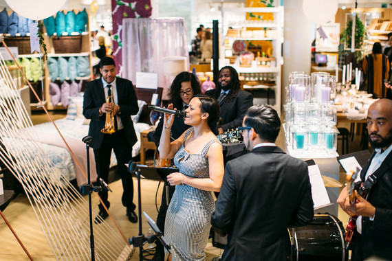 Crate and Barrel wedding event hosted by 100 Layer Cake