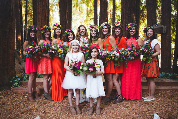 red bridesmaid gowns