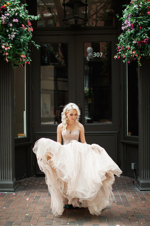 Blush BHLDN wedding gown