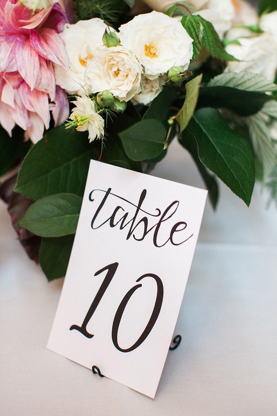 Calligraphed table number