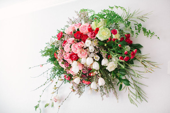 pink and red floral installation