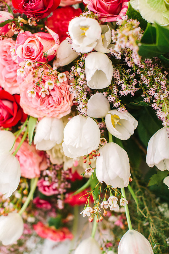 pink and red floral installation
