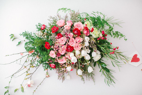 pink and red floral installation