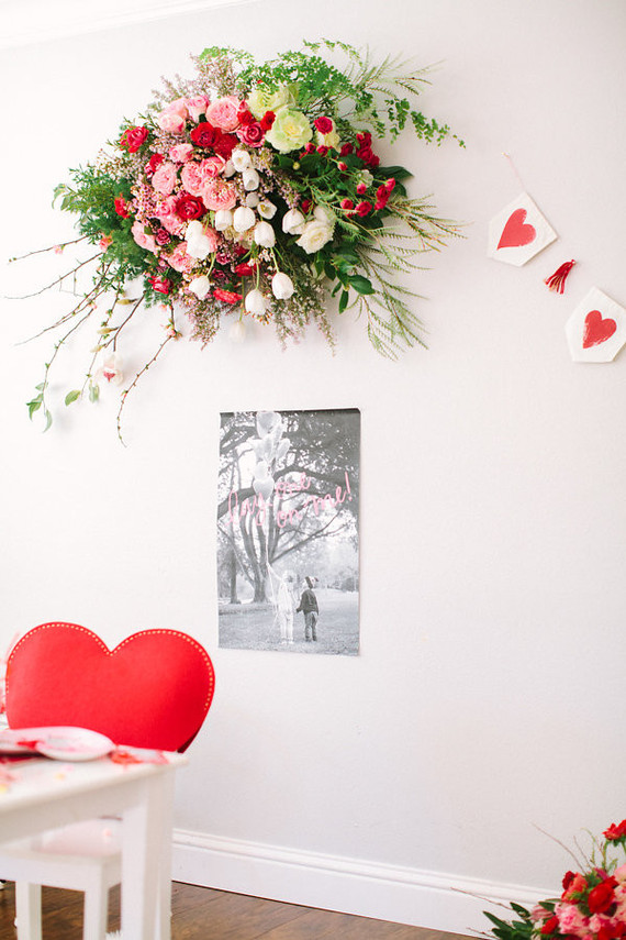 pink and red floral installation