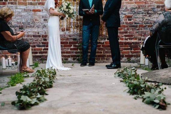 Modern downtown wedding ceremony
