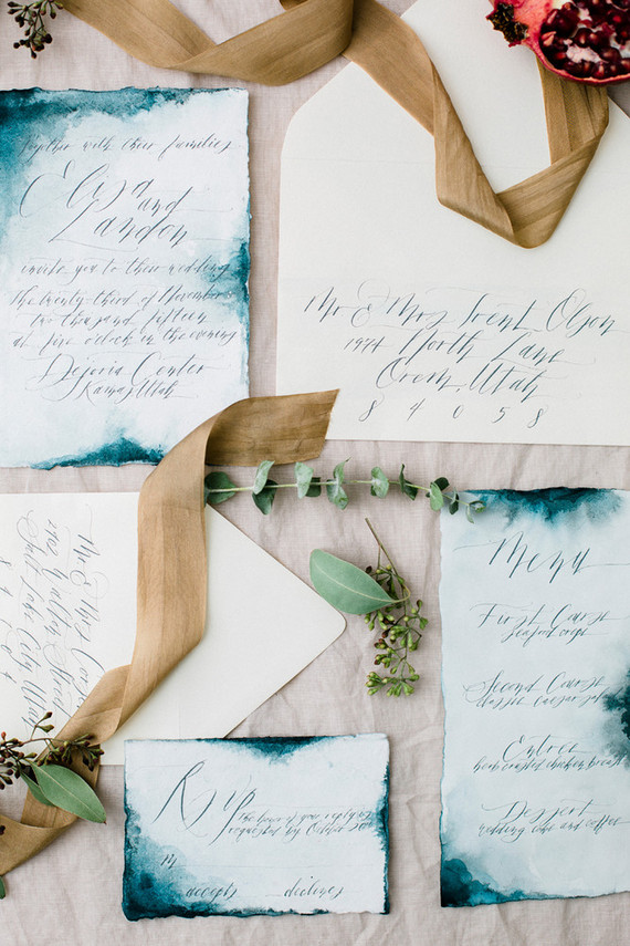 Indigo wedding invitation suite