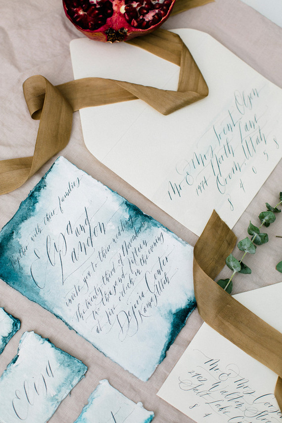 Indigo wedding invitation suite