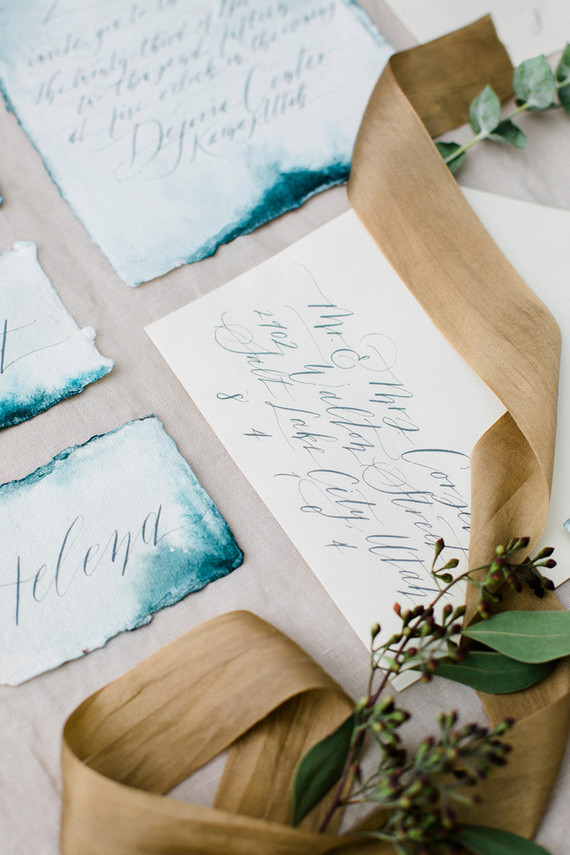 Indigo wedding invitation suite