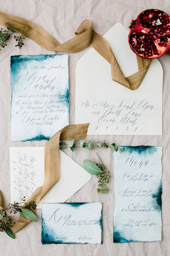 Indigo wedding invitation suite