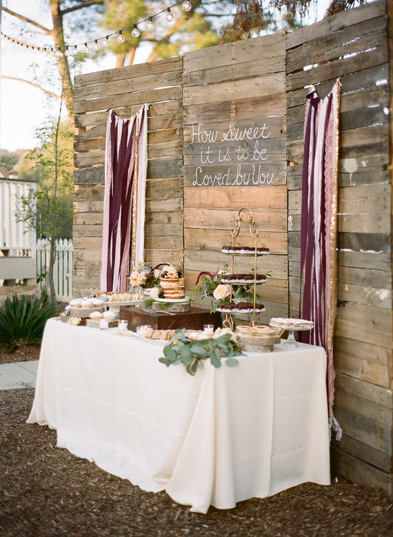 Rustic dessert table backdrop