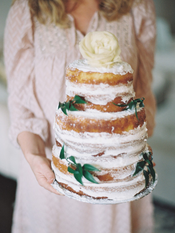 messy floral naked cake