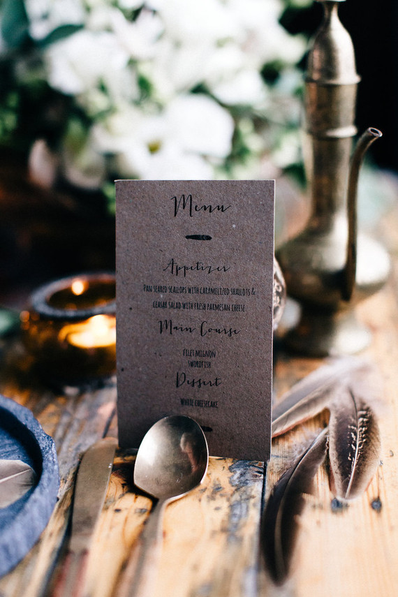 Moroccan bohemian wedding menu