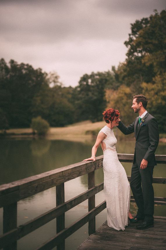 Beaded lace wedding dress