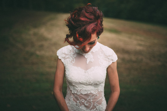 Beaded lace wedding dress
